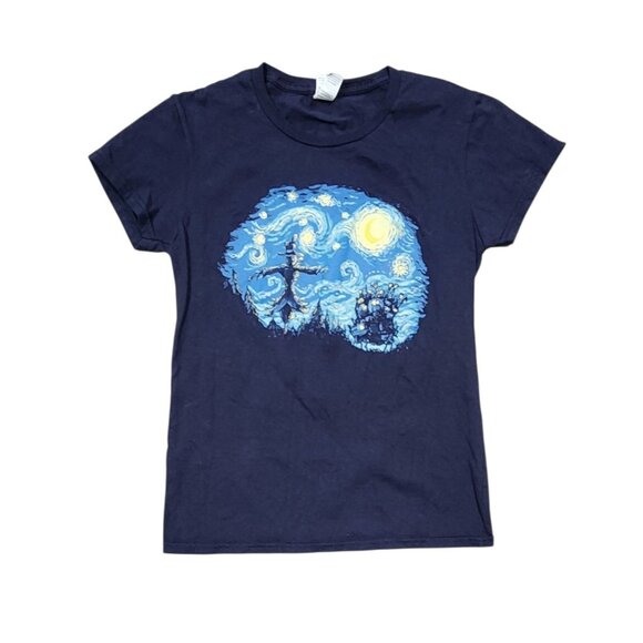 Howls Moving Night Starry Night T-shirt Cotton Womens Small Scarecrow Fall - Picture 1 of 7